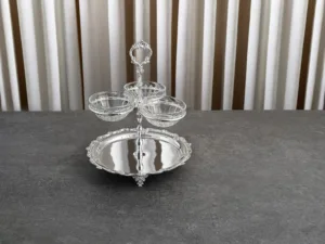 MİDYE BORDÜR 22 CM TEPSİLİ CAMLI ÜÇLÜ REÇELLİK