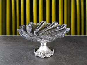 ÇİÇEK AYAKLI KRİSTAL YUVARLAK SUNUMLUK